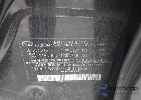 2017 Hyundai Elantra Se from USA, damaged, VIN 5NPD84LF3HH110959